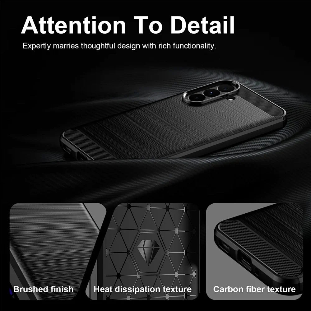 For Samsung Galaxy A27 5G TPU Case Protective Phone Cover Carbon Fiber Texture Brushed - Black - 6