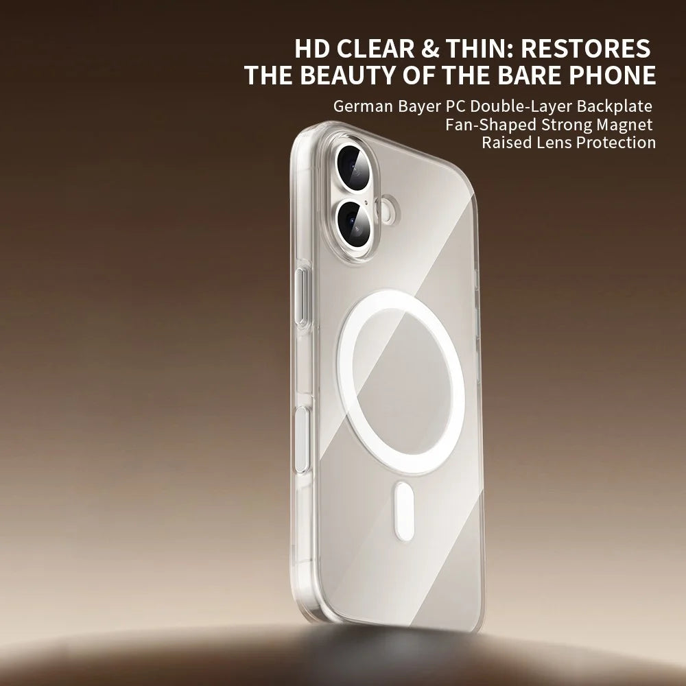 ZGA for iPhone 17 Magnetic Case Clear PC TPU Shockproof Phone Cover Compatible with MagSafe - Transparent - 2