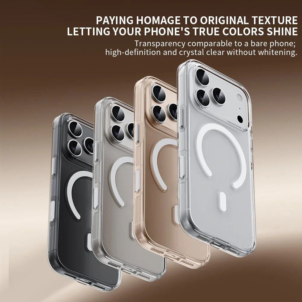 ZGA for iPhone 17 Pro Magnetic Case Clear PC TPU Shockproof Phone Cover Compatible with MagSafe - Transparent - 6