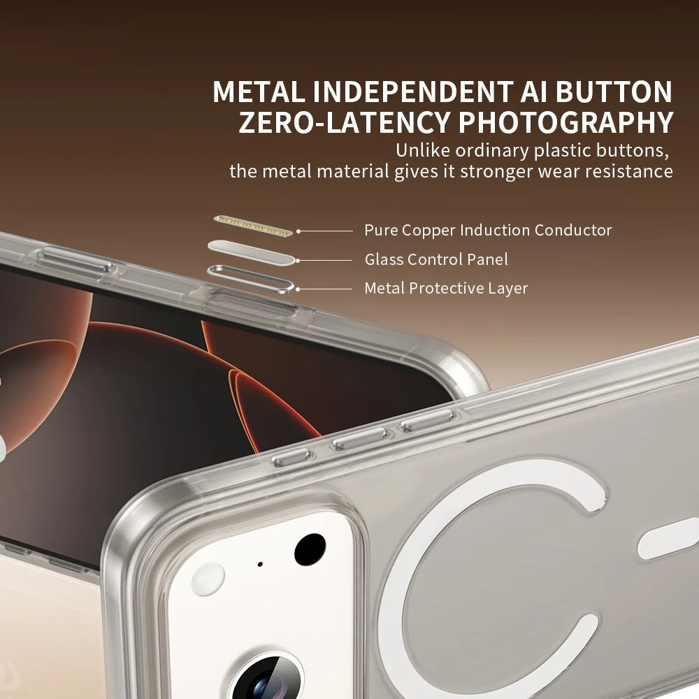 ZGA for iPhone 17 Pro Max Magnetic Case Clear PC TPU Shockproof Phone Cover Compatible with MagSafe - Transparent - 5