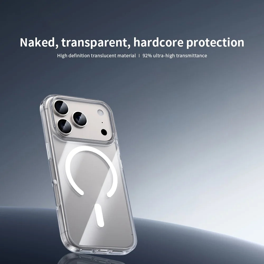 ZGA for iPhone 17 Pro Magnetic Case Crystal Clear PC TPU Anti-Scratch Phone Cover - Transparent - 3