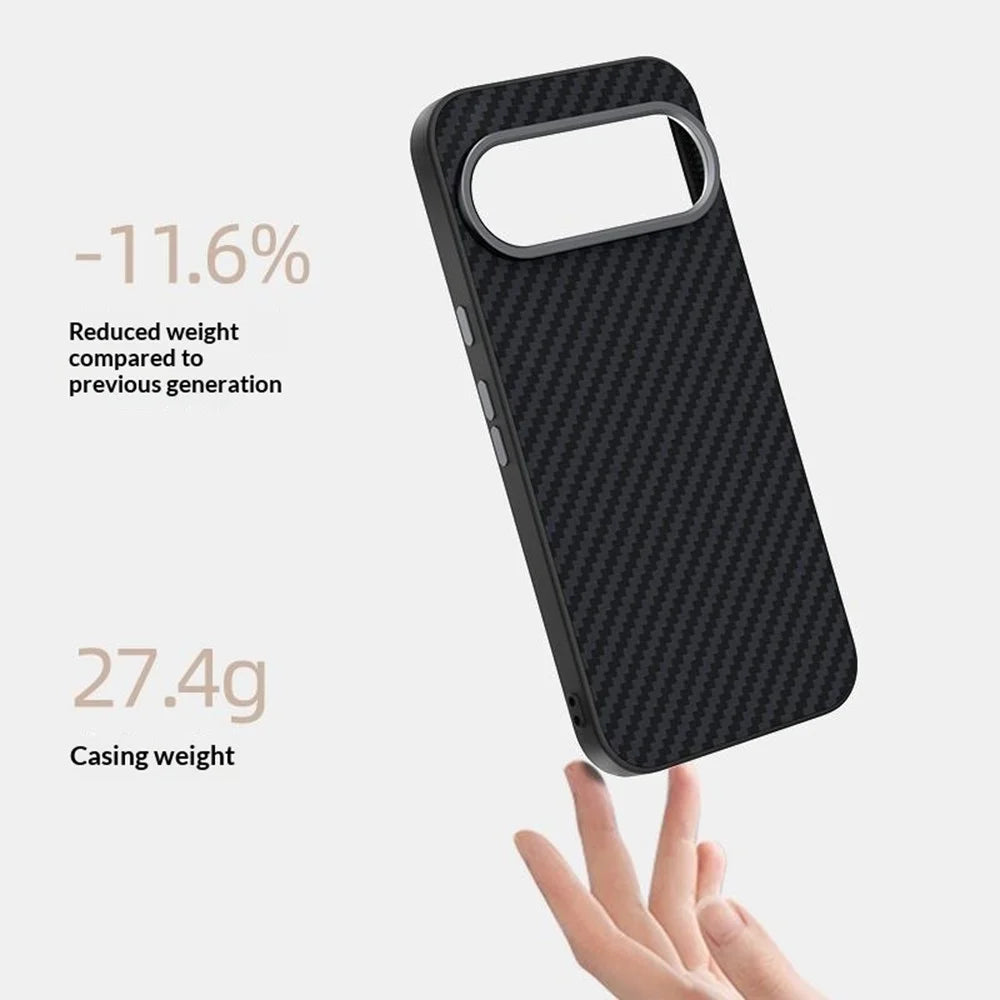 ABEEL For 	Google Pixel 11 Pro XL Magnetic Case Carbon Fiber Texture Phone Back Cover - Black - 3