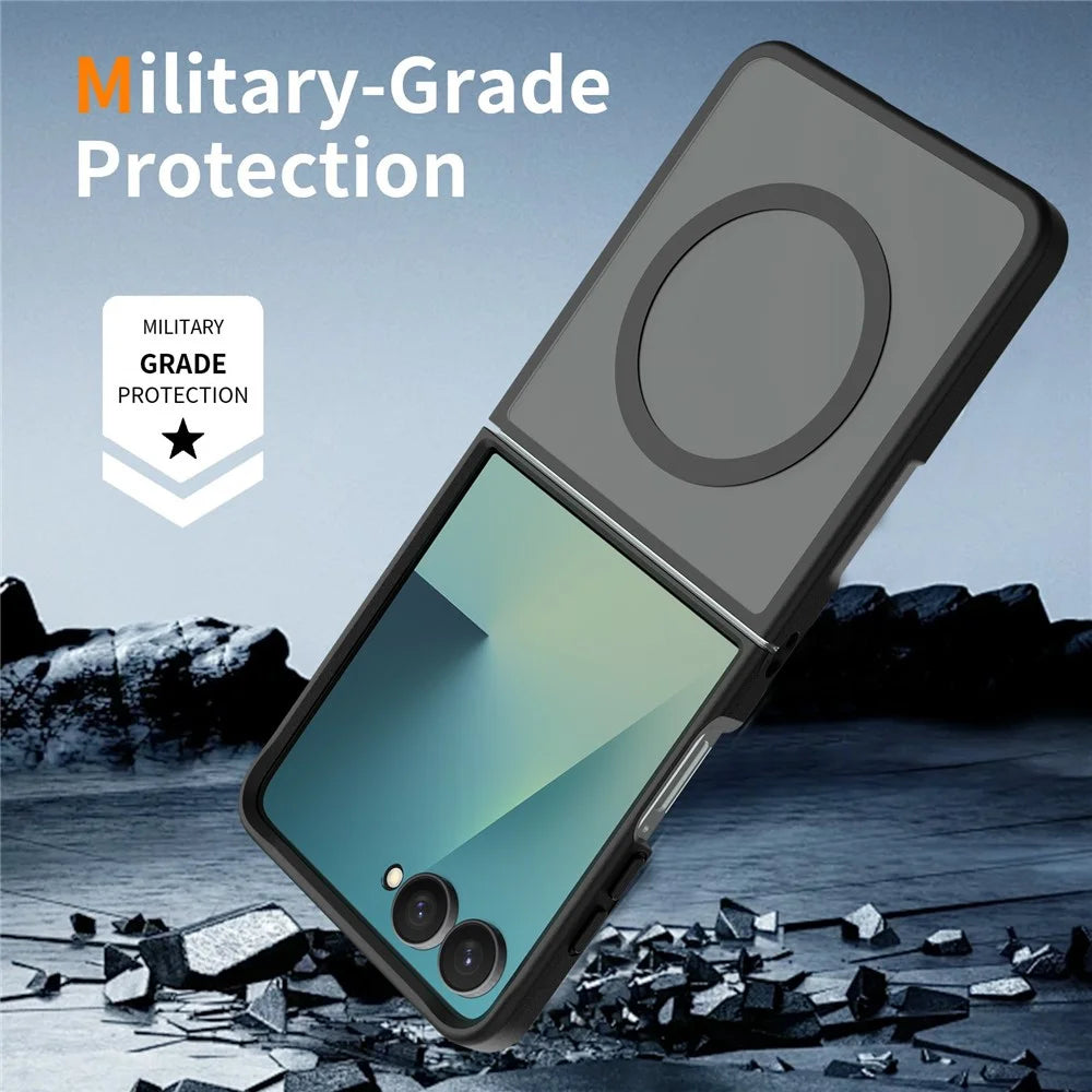 For Samsung Galaxy Z Flip8 TPU+PC Magnetic Case with 2Pcs Outer Screen Tempered Glass Film + 2Pcs Inner Screen Hydrogel Film - Black - 6