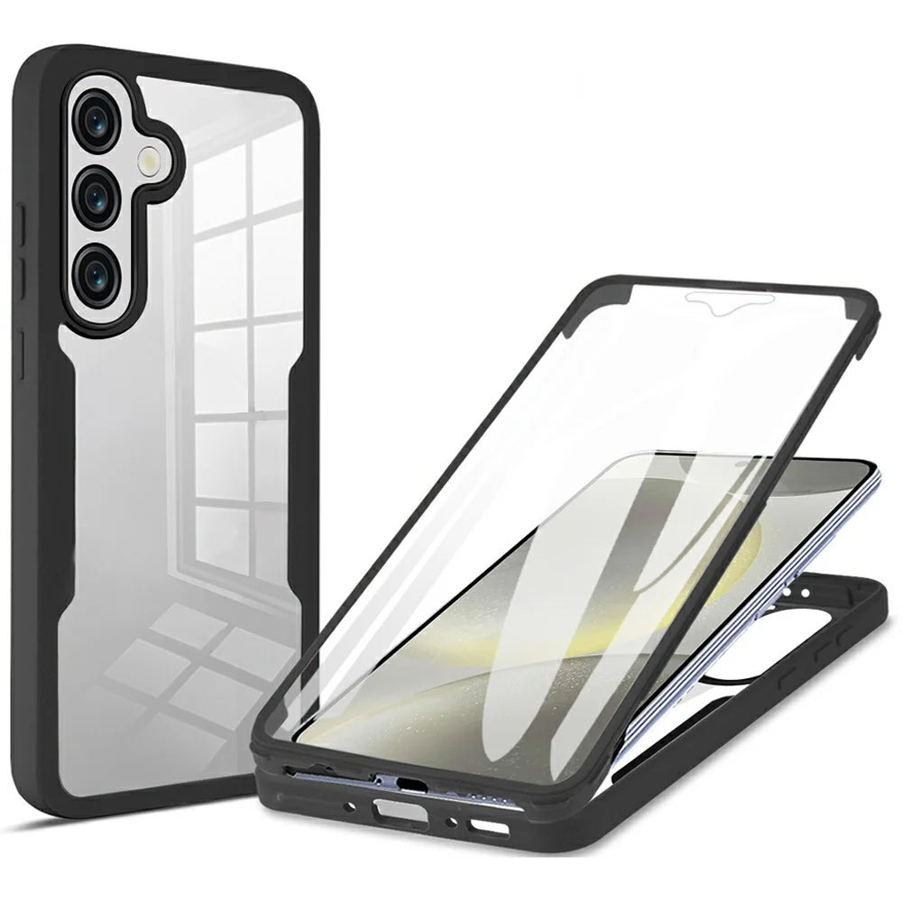 For Samsung Galaxy A27 5G Phone Case Acrylic + TPU Clear Phone Cover with PET Screen Film - Black - 1