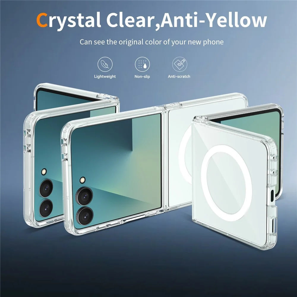 For Samsung Galaxy Z Flip8 Magnetic Case PC + TPU Clear Phone Cover + 2Pcs Outer Screen Tempered Glass Film + 2Pcs Inner Screen Hydrogel Film - Transparent - 5