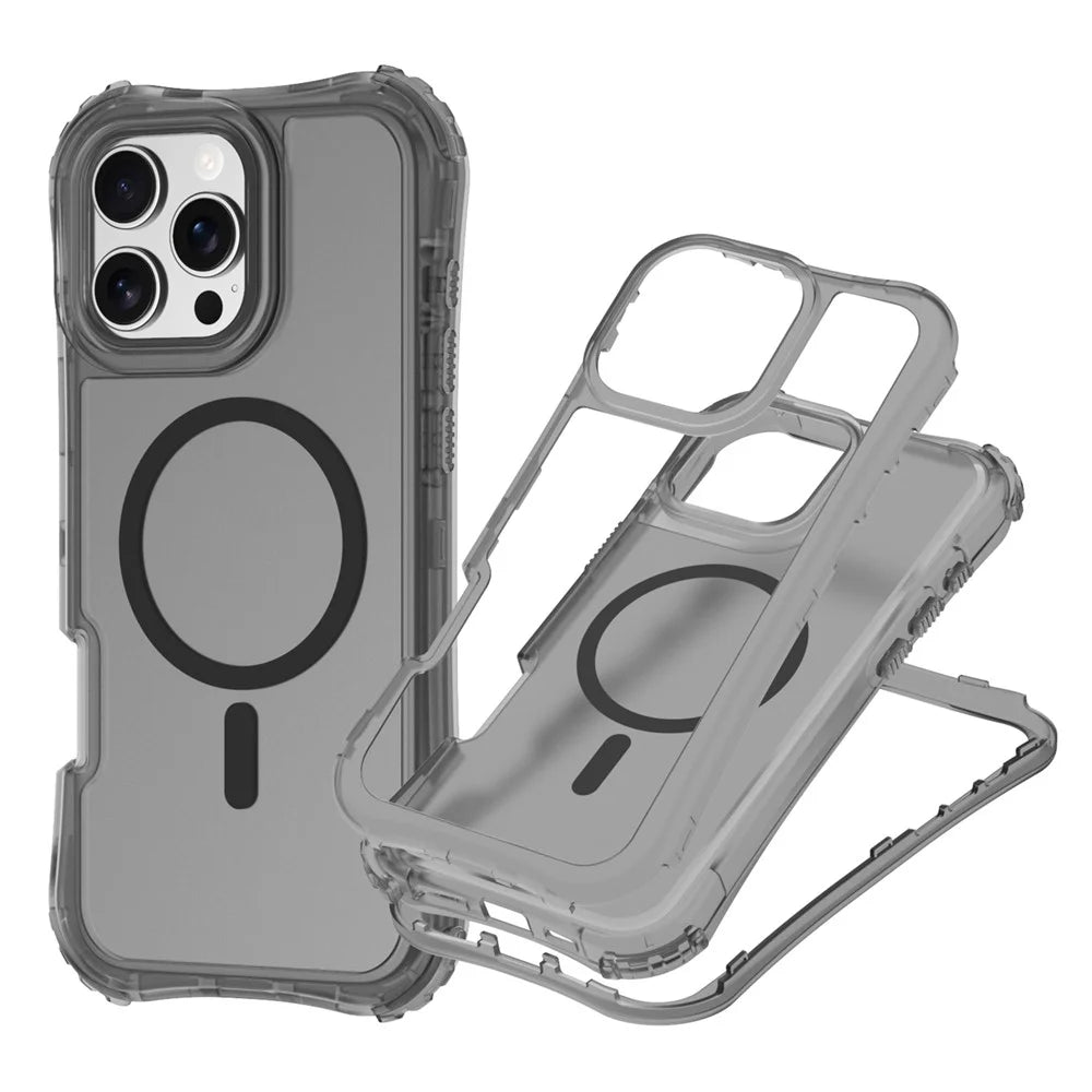 For iPhone 14 / 13 Magnetic Phone Case Soft-touch 2-in-1 PC+TPU Shockproof Cover Compatible with MagSafe - Black - 1