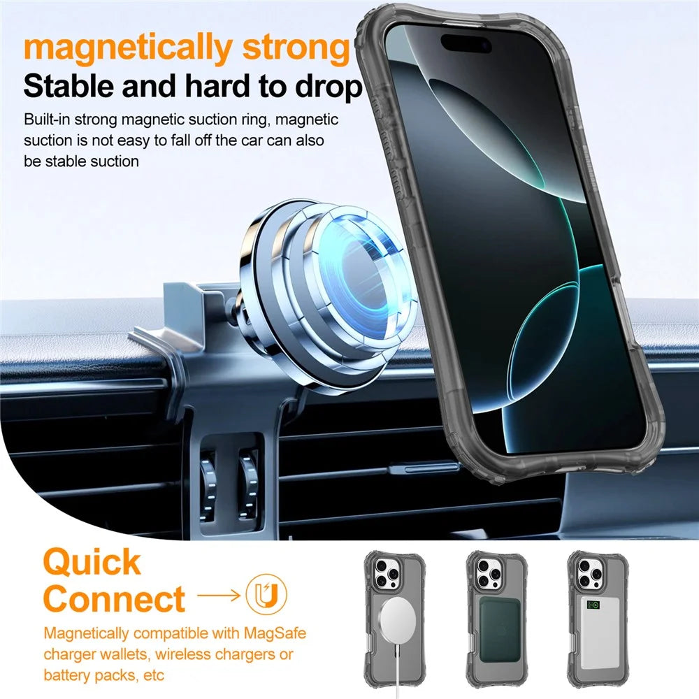 For iPhone 14 / 13 Magnetic Phone Case Soft-touch 2-in-1 PC+TPU Shockproof Cover Compatible with MagSafe - Black - 2