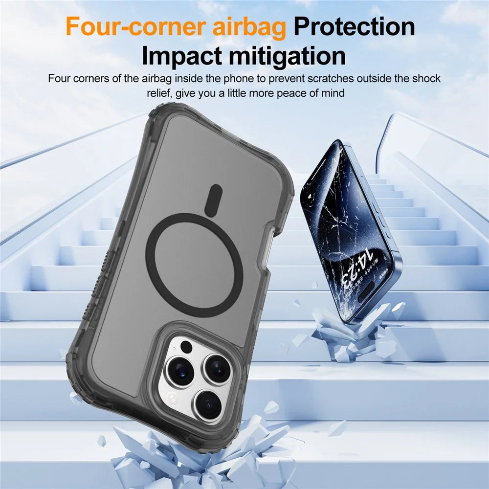 For iPhone 14 / 13 Magnetic Phone Case Soft-touch 2-in-1 PC+TPU Shockproof Cover Compatible with MagSafe - Black - 3