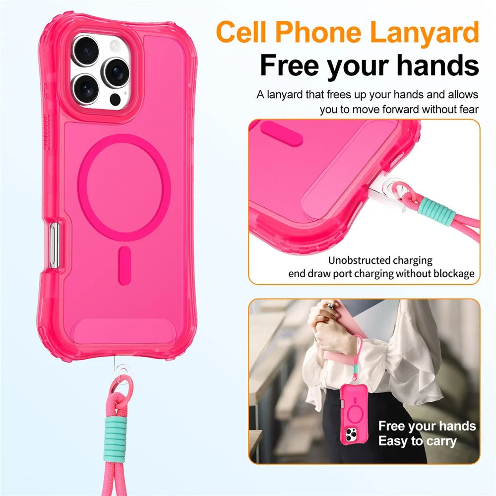 For iPhone 12 Pro Max Magnetic Phone Case Soft-touch 2-in-1 PC+TPU Shockproof Cover Compatible with MagSafe - Rose Pink - 7