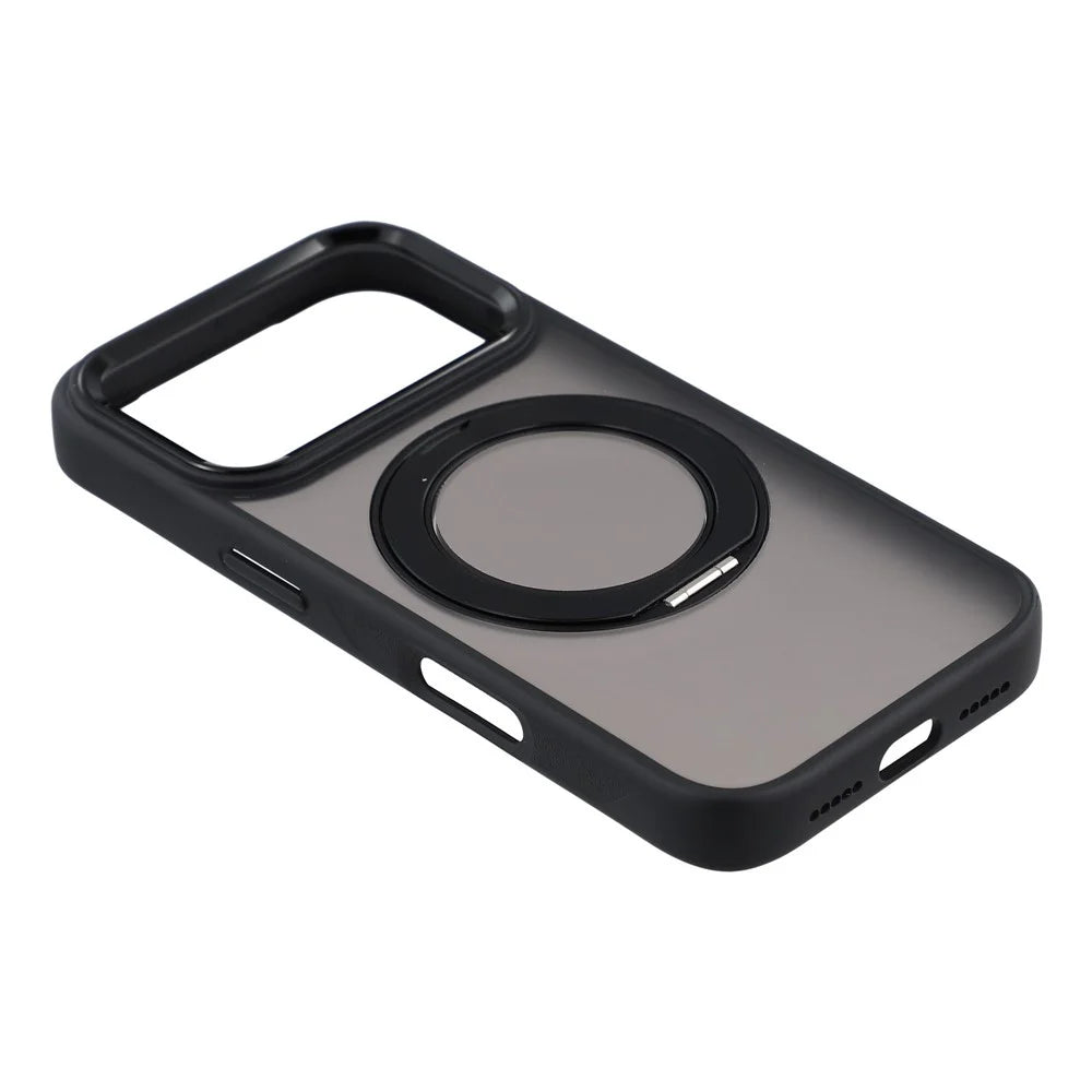 For iPhone 18 Pro Max / 17 Pro Max Case Rotating Kickstand TPU + PC Anti-slip Matte Phone Back Cover - Black - 4