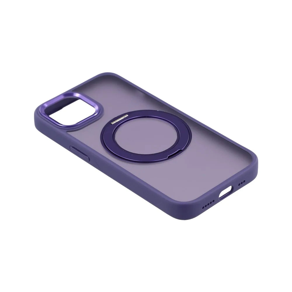 For iPhone 15 Plus / 14 Plus Case Rotating Kickstand TPU + PC Anti-slip Matte Phone Back Cover - Purple - 3