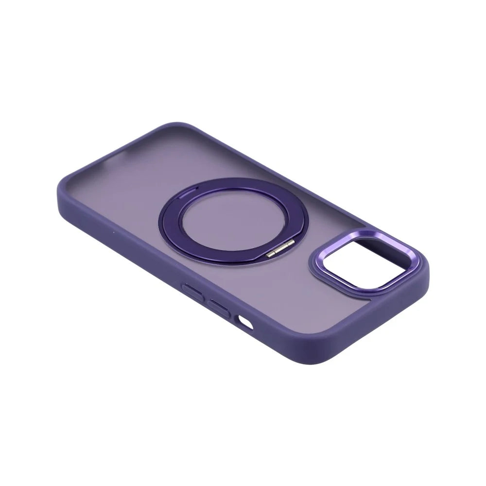 For iPhone 15 Plus / 14 Plus Case Rotating Kickstand TPU + PC Anti-slip Matte Phone Back Cover - Purple - 4