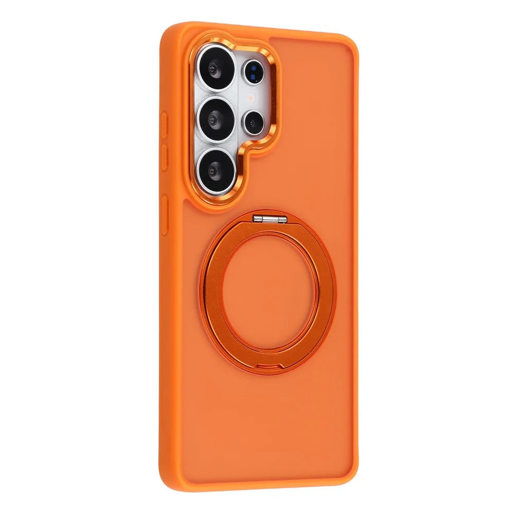 For Samsung Galaxy S24 Ultra Case Rotating Kickstand TPU + PC Anti-slip Matte Phone Back Cover - Orange - 2