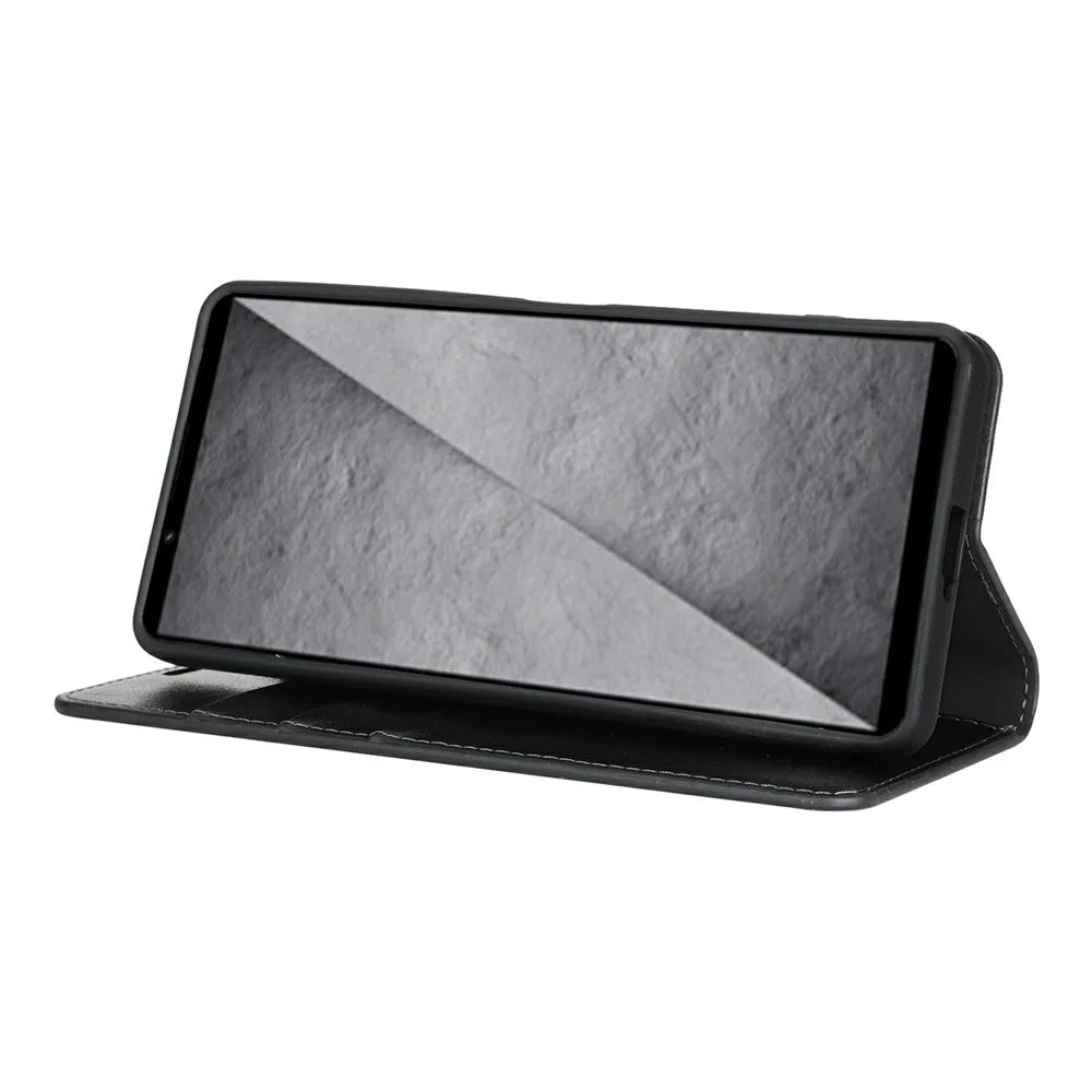 For Sony Xperia 1 VIII Case Crazy Horse Texture Split Leather Wallet Phone Cover - Black - 4