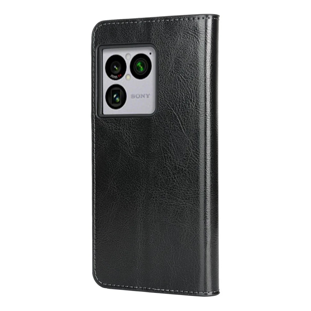 For Sony Xperia 1 VIII Case Crazy Horse Texture Split Leather Wallet Phone Cover - Black - 7