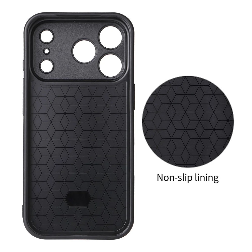 For iPhone 18 Pro / 17 Pro Case Carbon Fiber Texture Leather Coated TPU PC Phone Cover with Metal Ring for Magnetic Car Mount - Orange - 6