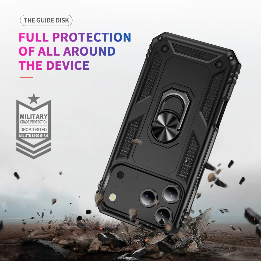 For iPhone 18 Pro Max / 17 Pro Max Case PC + TPU Phone Cover with Kickstand - Black - 6
