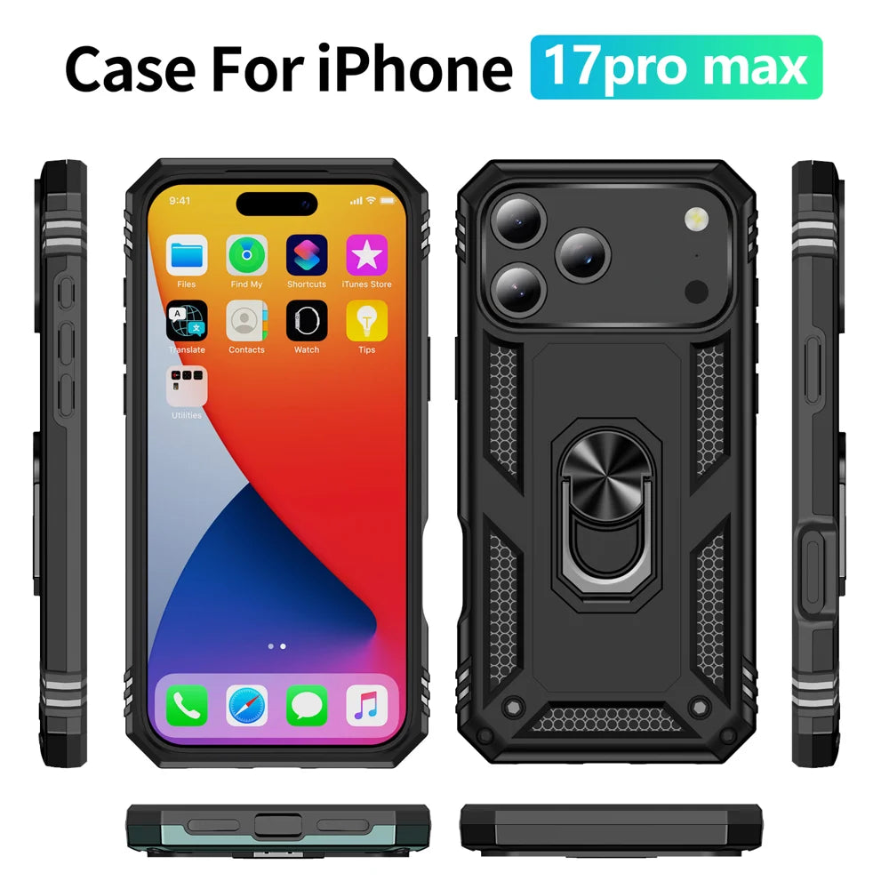 For iPhone 18 Pro / 17 Pro Case PC + TPU Phone Cover with Kickstand - Black - 5