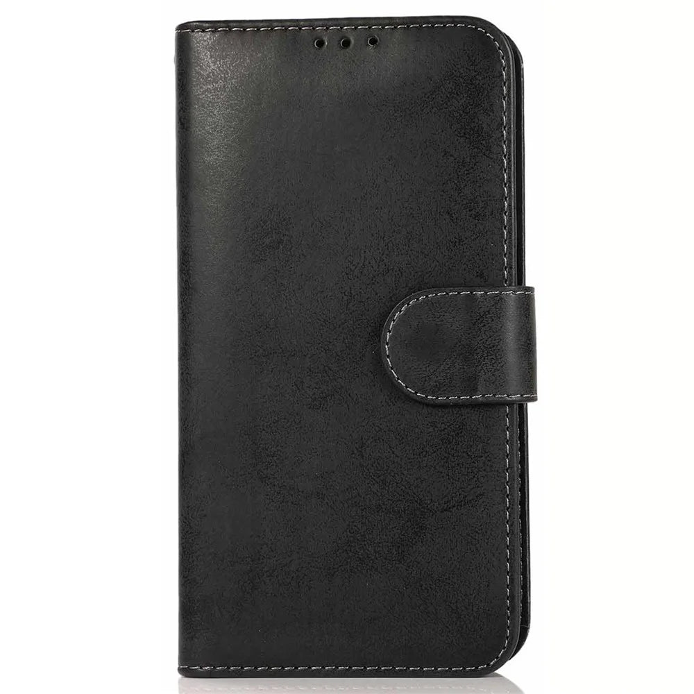 For iPhone 16 Pro Max Wallet Case Retro Matte Magnetic Detachable PU Leather TPU Phone Cover - Black - 7