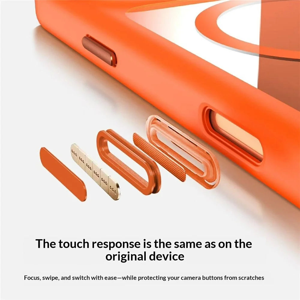 For iPhone 17 Pro Max Magnetic Case Crystal Clear Acrylic + TPU Scratch-Resistant Back Cover - Orange - 2