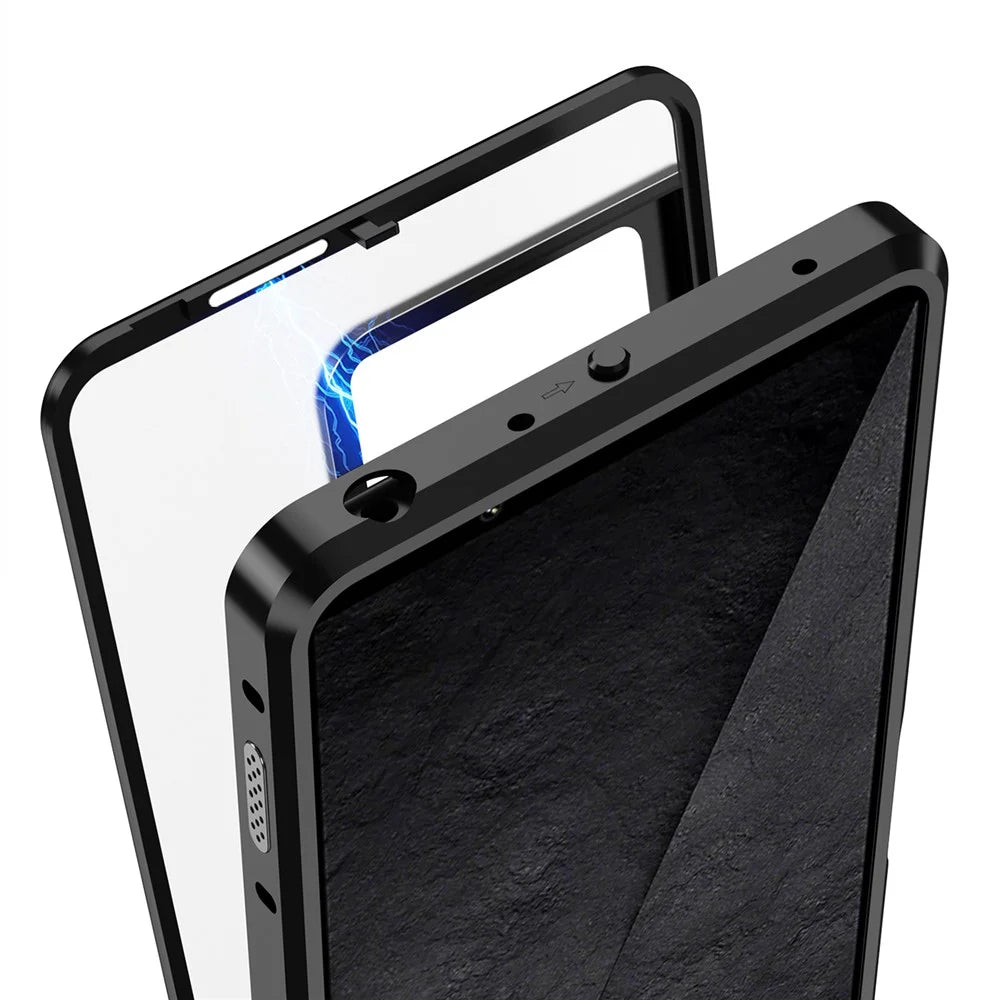 For Sony Xperia 1 VIII Magnetic Case Aluminium Alloy PC Matte Phone Cover Pop-Up Snap Lock - Black - 4