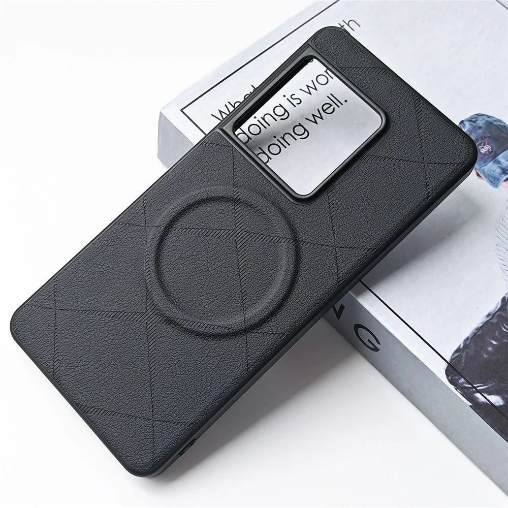 For Sony Xperia 1 VIII Magnetic Case X-Patterned TPU PU Leather PC Anti-Drop Phone Cover - Black - 1