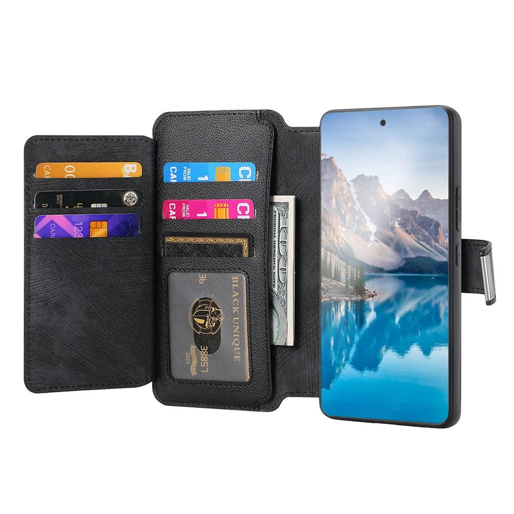 CASENEO for Xiaomi 17T Case Detachable Magnetic RFID Blocking Leather Phone Cover with Tempered Glass Screen Protector - Black - 2