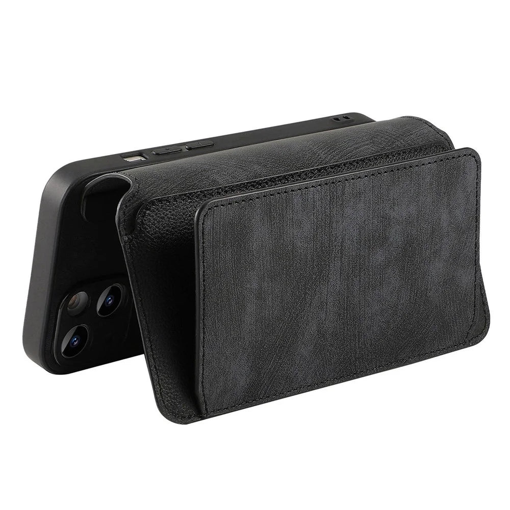 CASENEO for Xiaomi 17T Case Detachable Magnetic RFID Blocking Leather Phone Cover with Tempered Glass Screen Protector - Black - 4