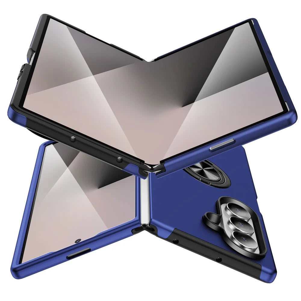 For Samsung Galaxy Z Fold8 Ultra Case PC + TPU Phone Cover with Rotatable Ring Holder - Blue - 2