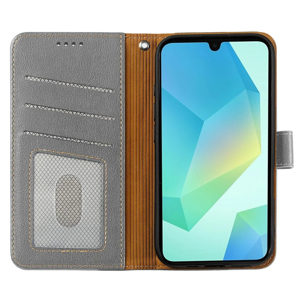 For Samsung Galaxy S26 FE Case RFID Blocking Wallet Litchi Texture Leather Phone Cover Magnetic Clasp - Grey - 2