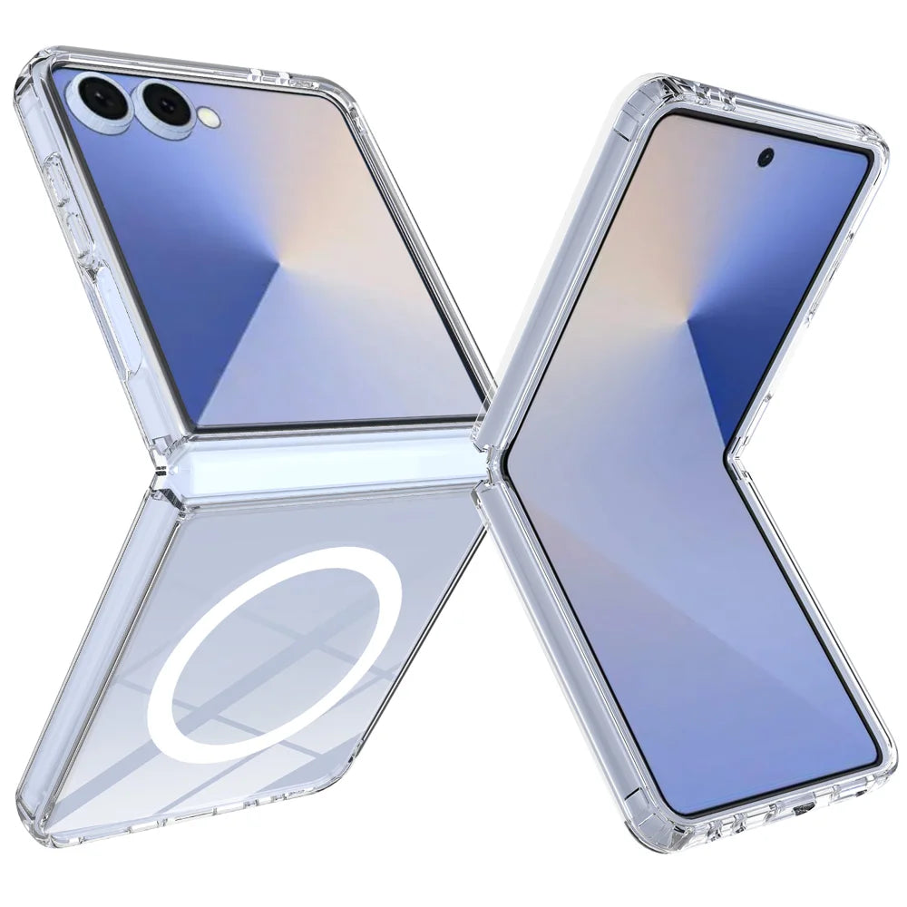 For Samsung Galaxy Z Flip8 Clear Phone Magnetic Case TPU + Acrylic Back Cover - Clear - 1