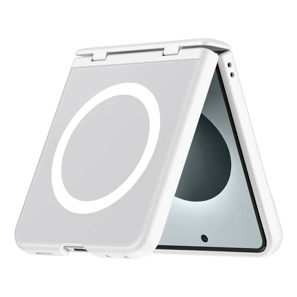 For Samsung Galaxy Z Flip8 Magnetic Case PC + TPU Matte Phone Cover with Tempered Glass Screen Protector - White - 3