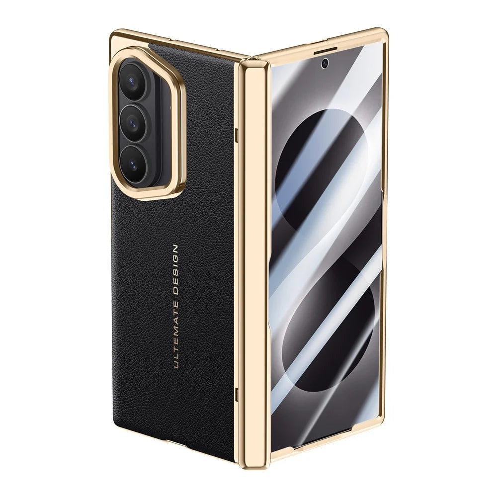 For Samsung Galaxy Z Fold8 Ultra Case with Tempered Glass Screen Protector Lens Kickstand Electroplated Phone Cover - Black - 2