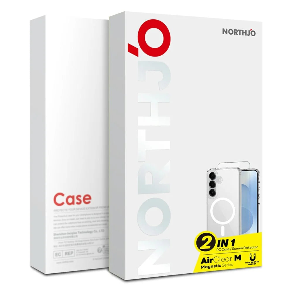 NORTHJO For Samsung Galaxy S26 FE Magnetic Case PC + TPU Phone Cover Set with Tempered Glass Film (Support Fingerprint Unlock) - Transparent - 4