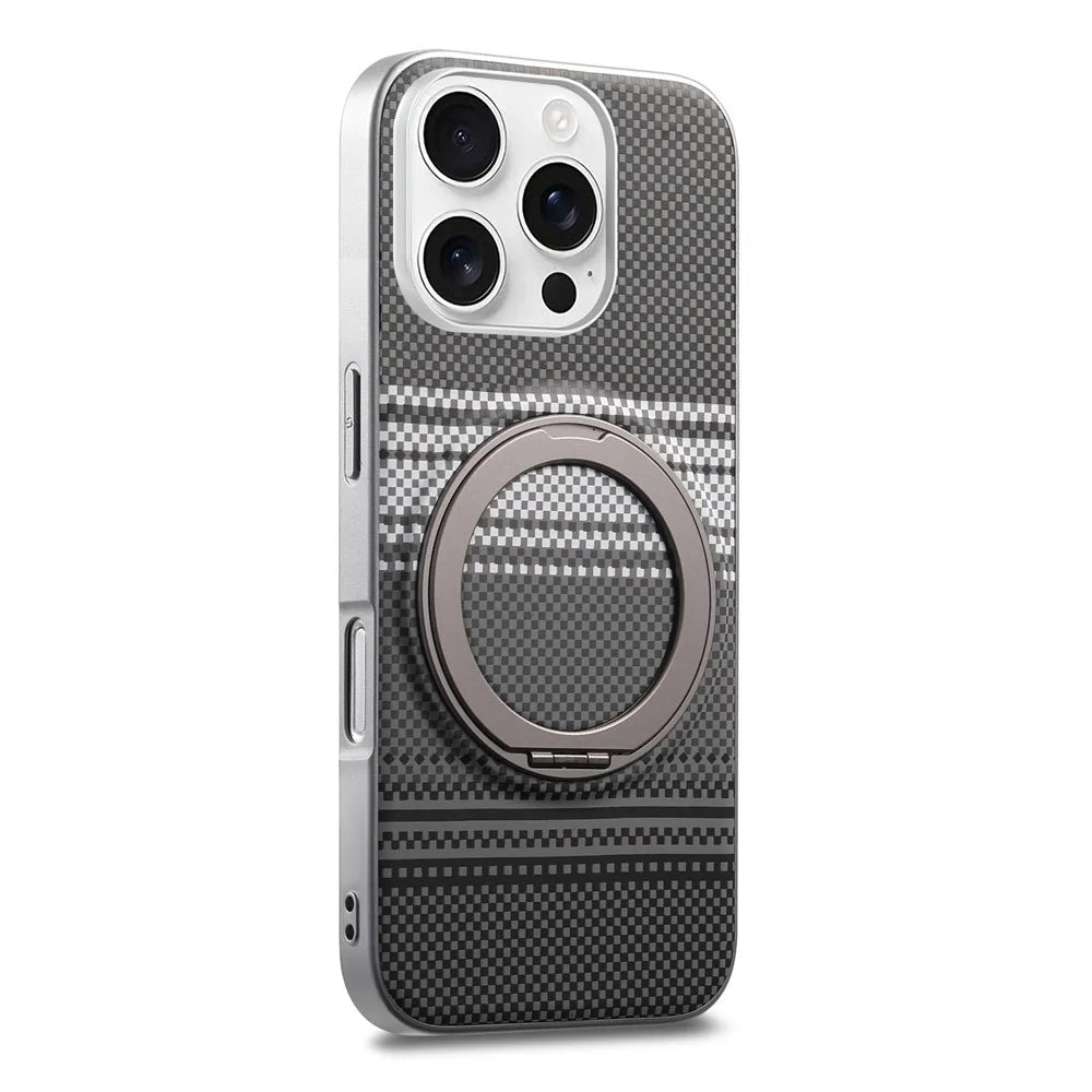 For iPhone 16 Pro Max Case Magnetic Kickstand PU Leather + PC + TPU Gradient Phone Cover - Black - 2