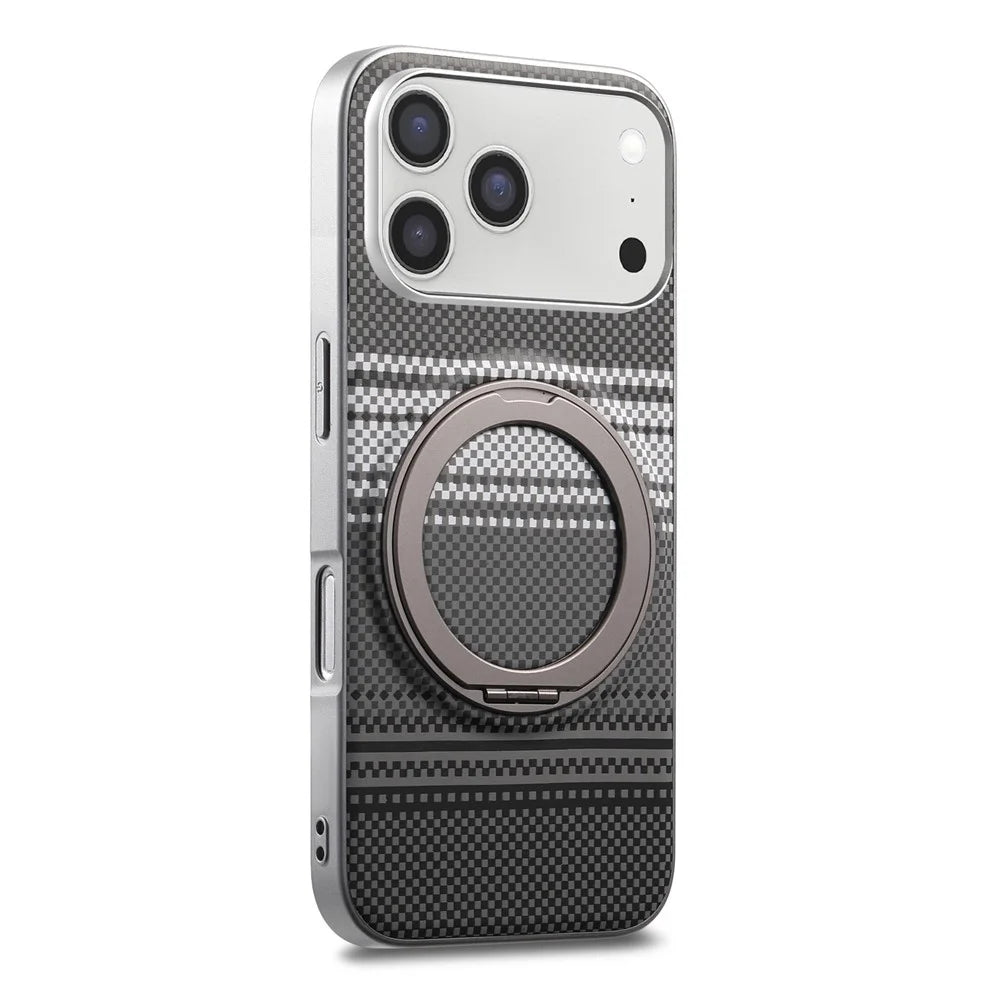 For iPhone 17 Pro Max Case Magnetic Kickstand PU Leather + PC + TPU Gradient Phone Cover - Black - 2