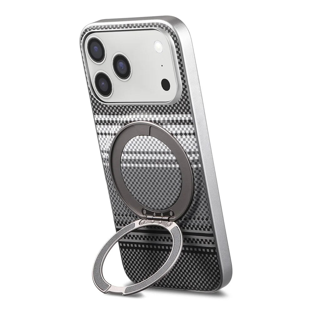 For iPhone 17 Pro Max Case Magnetic Kickstand PU Leather + PC + TPU Gradient Phone Cover - Black - 3