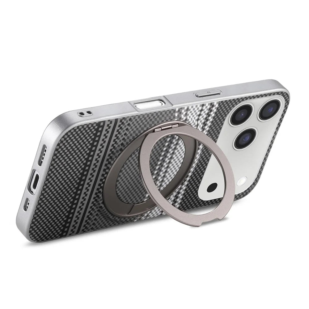 For iPhone 17 Pro Max Case Magnetic Kickstand PU Leather + PC + TPU Gradient Phone Cover - Black - 4
