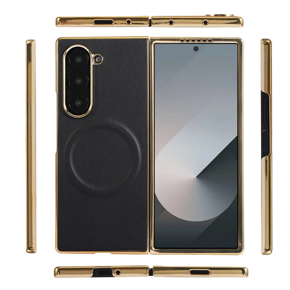 For Samsung Galaxy Z Fold8 Ultra Magnetic Case Nappa Texture PU + TPU + PC Phone Back Cover - Black - 2