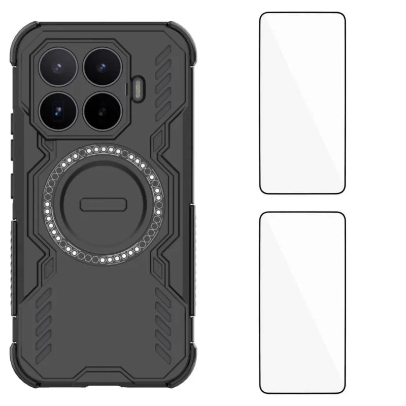 WANLONFENG for Xiaomi 17T Magnetic Case  DJ Series PC TPU Phone Cover with 2Pcs Tempered Glass Film - Black - 1