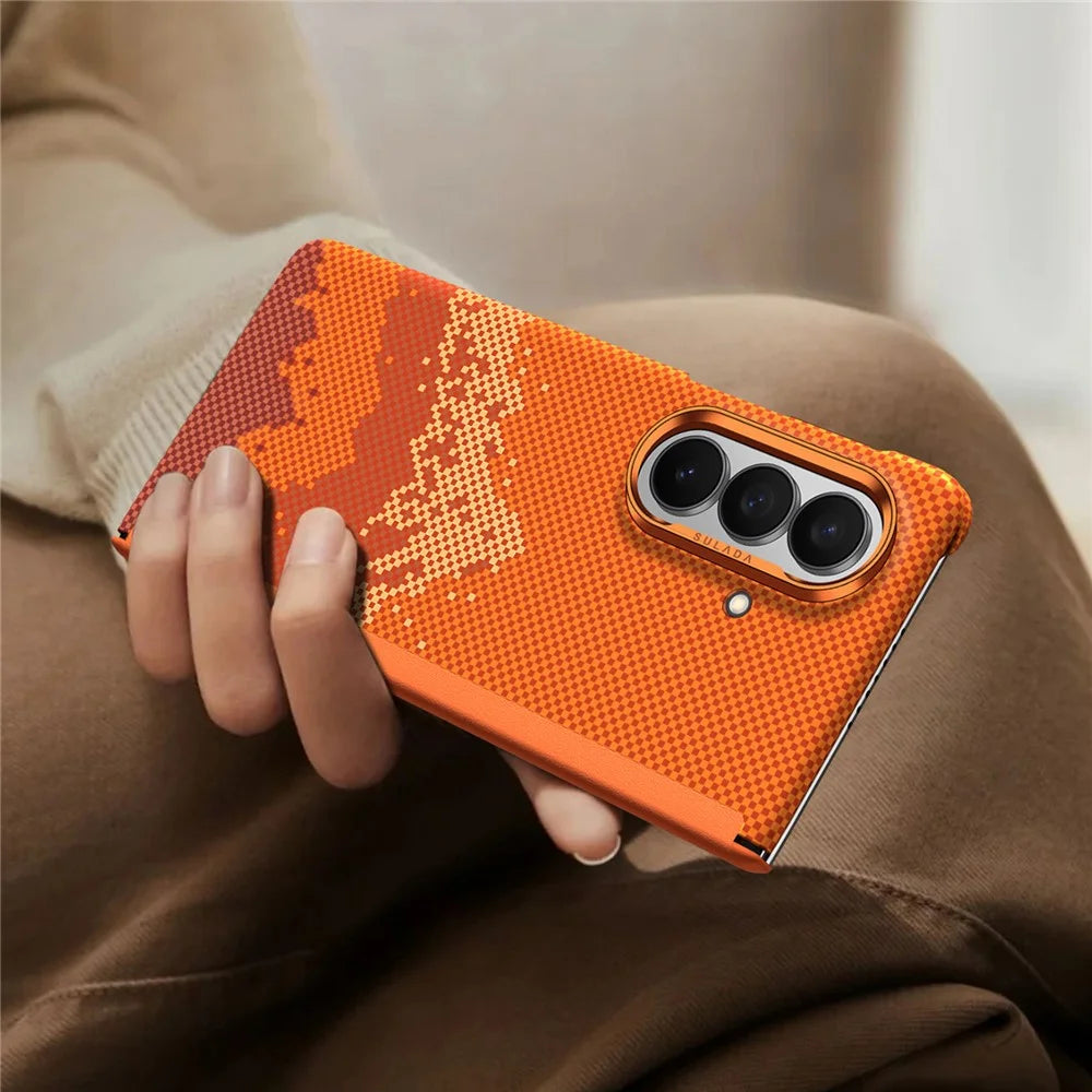 SULADA for Samsung Galaxy Z Fold8 Ultra Case Golden Mountain Pattern Skin-Feel Hard PC Slim Phone Cover - Orange - 3