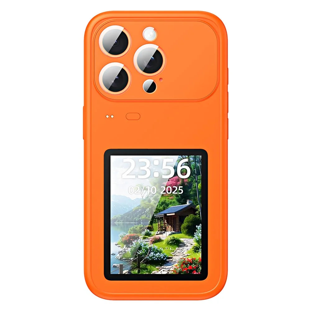 For iPhone 17 Pro Max Dynamic Phone Case 3.5 inch Multi-functional Color Screen Back Cover - Orange - 1