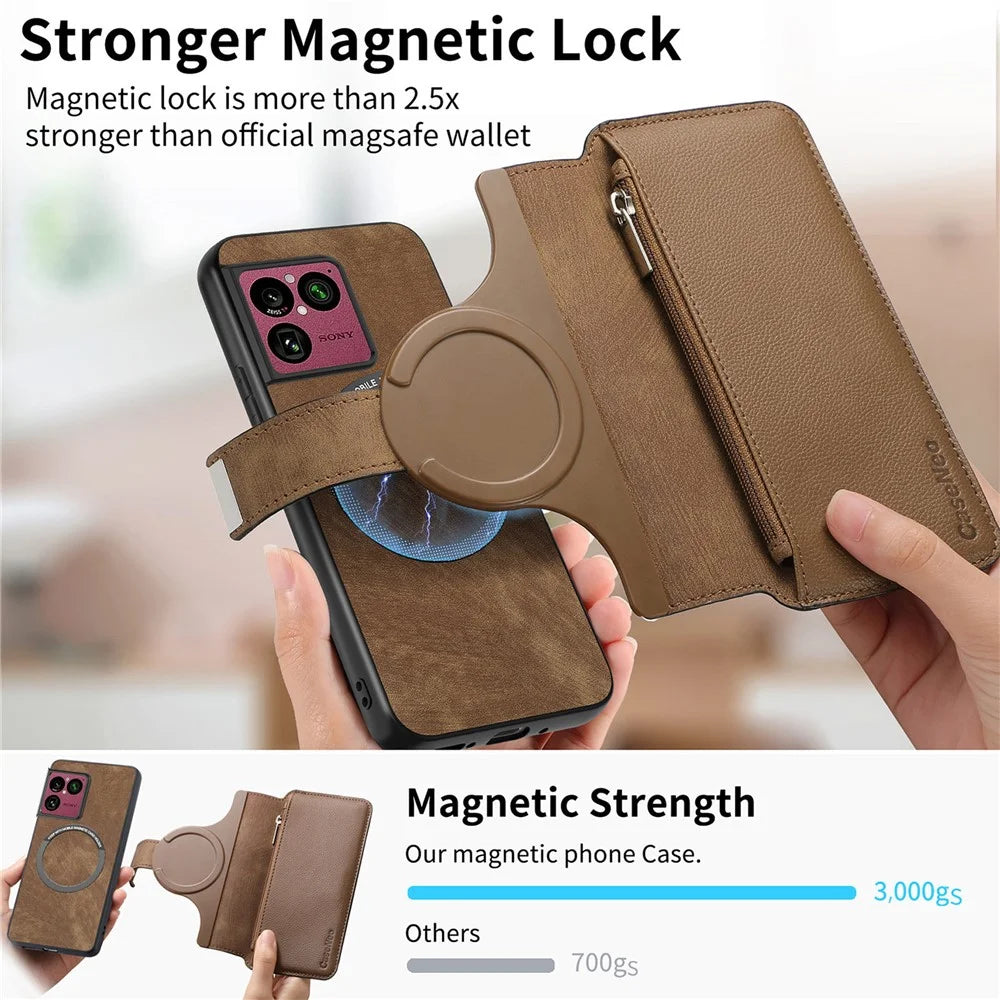 CASENEO MW-02 For Sony Xperia 1 VIII Case Detachable Magnetic Leather Flip Cover - Brown - 2