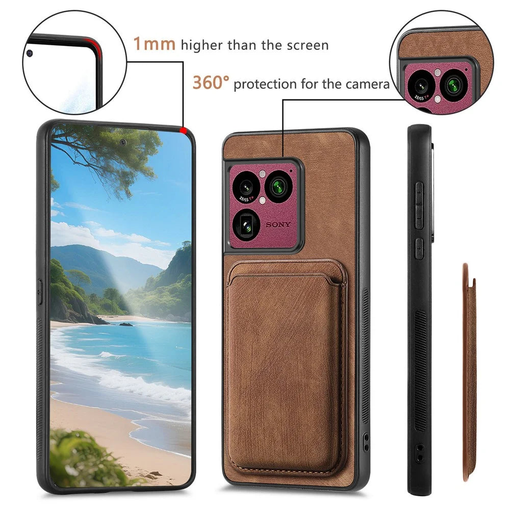 For Sony Xperia 1 VIII Magnetic Case Retro Leather + TPU Phone Cover with Detachable Card Slot - Brown - 4