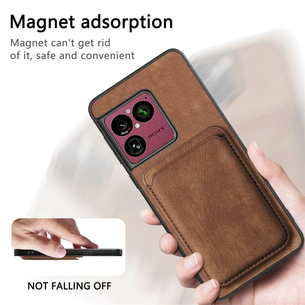 For Sony Xperia 1 VIII Magnetic Case Retro Leather + TPU Phone Cover with Detachable Card Slot - Brown - 5