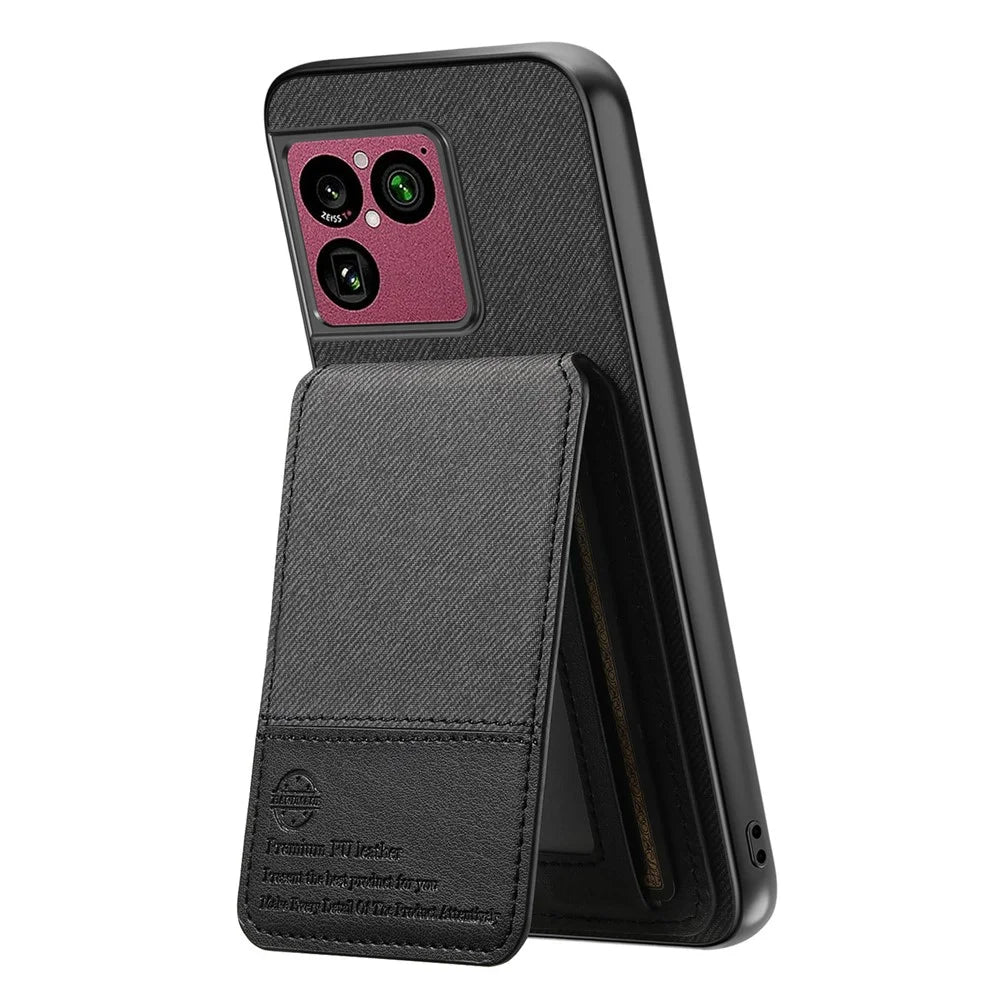 For Sony Xperia 1 VIII Case Cloth Texture Leather + PC + TPU Cover with RFID Blocking Card Holder - Black - 2