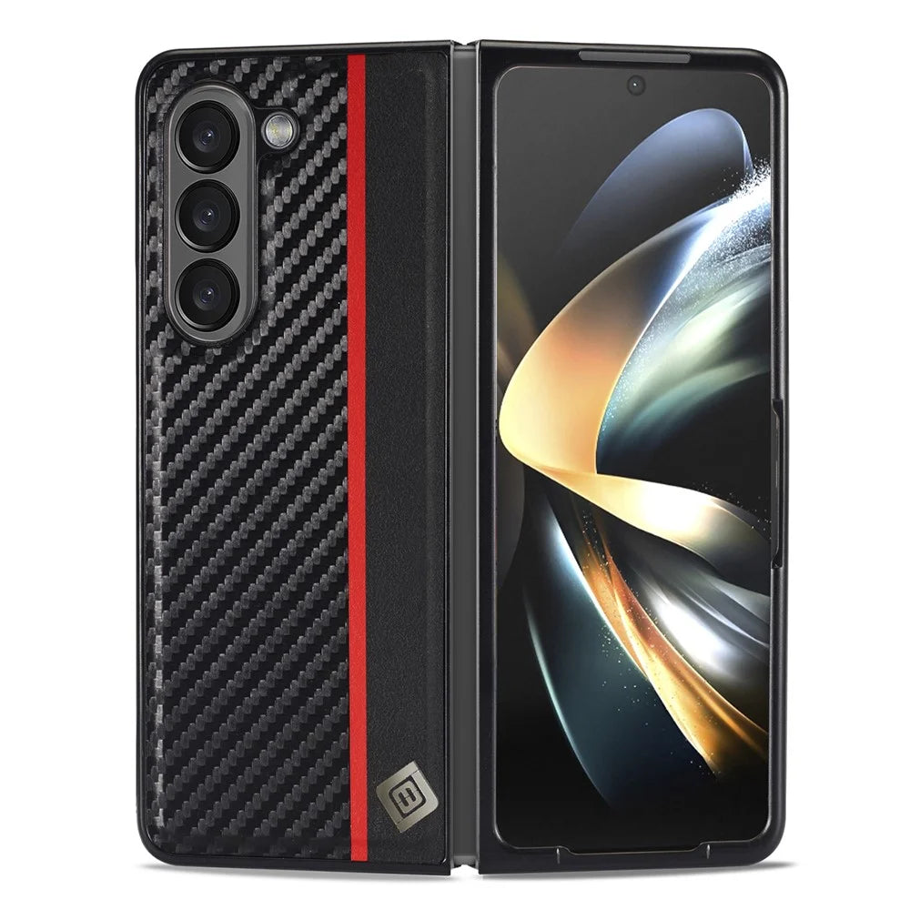 LC.IMEEKE For Samsung Galaxy Z Fold8 Ultra Case Carbon Fiber Texture Leather + TPU + EVA Phone Cover - 2