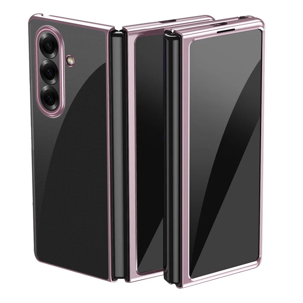 For Samsung Galaxy Z Fold8 Ultra Case Clear PC Electroplating Hard Phone Cover - Rose Gold - 1
