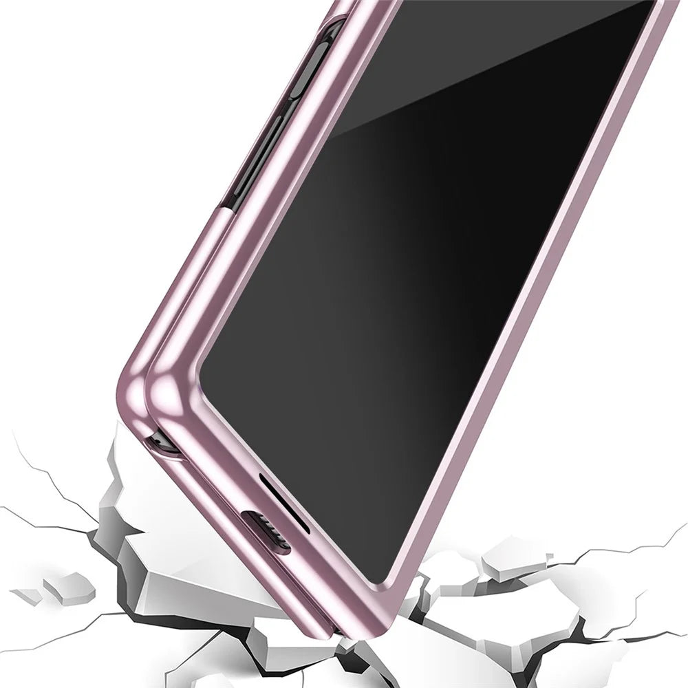 For Samsung Galaxy Z Fold8 Ultra Case Clear PC Electroplating Hard Phone Cover - Rose Gold - 6