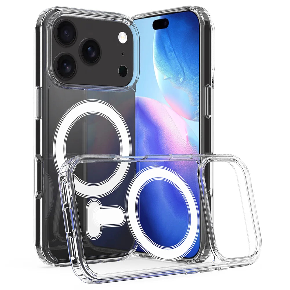For iPhone 18 Pro Max / 17 Pro Max Clear Phone Magnetic Case TPU + Acrylic Back Cover - Clear - 2